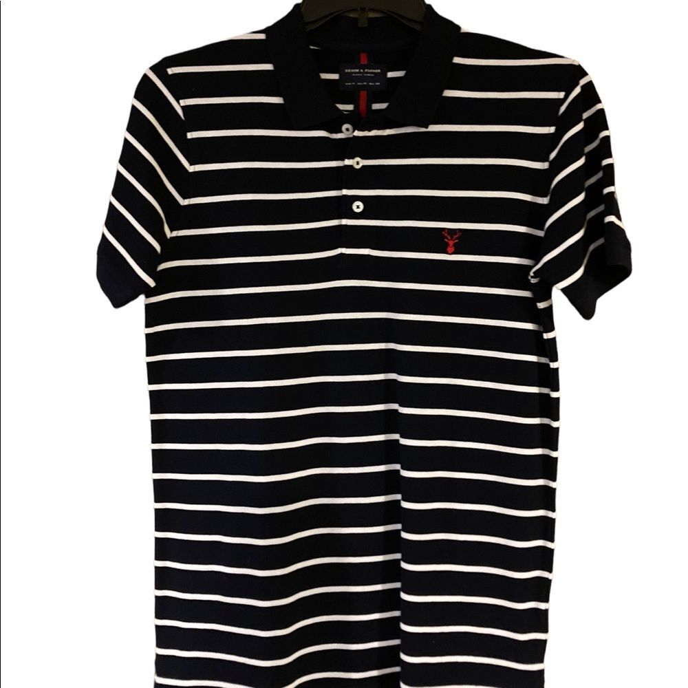 Denim & Flower polo collared shirt striped men’s size M